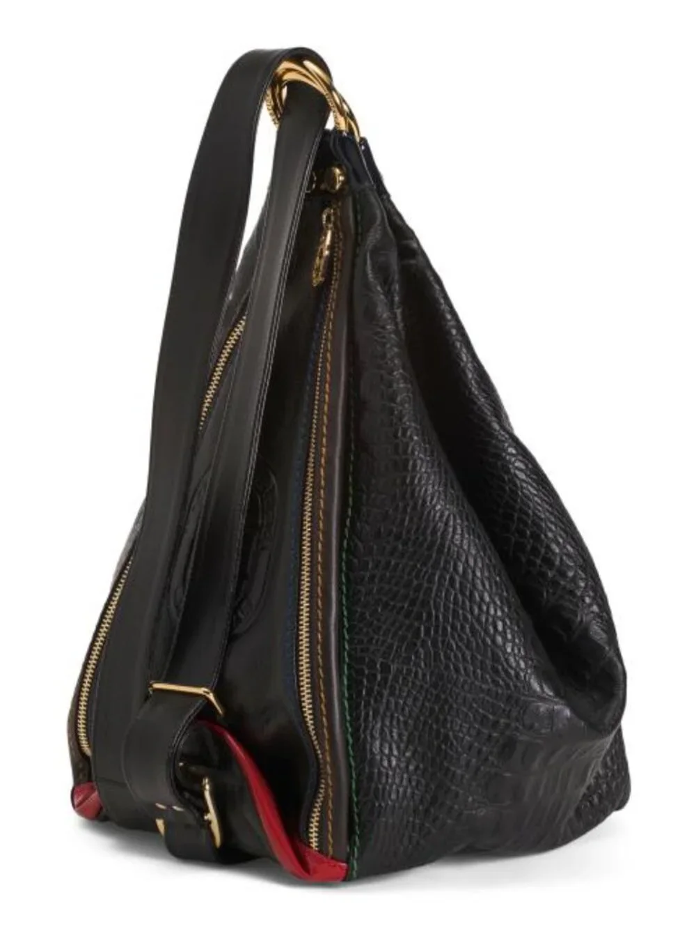 MARINO ORLANDI Made In Italy Leather Crocodile Sling Backpack